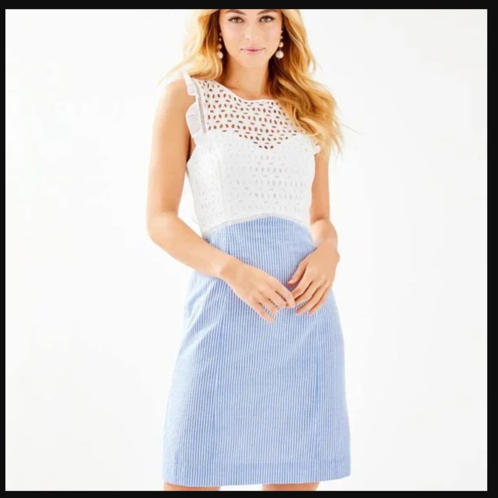 Lilly Pulitzer Maya Coastal Eyelet Seersucker Dress